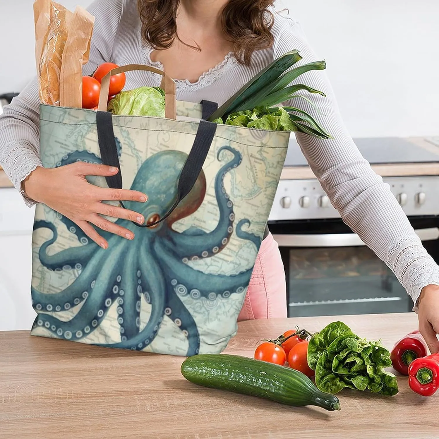 Canvas Tote Bag - Large Women's Casual Shoulder Handbag - Reusable Beach & Shopping Grocery Bag for Outdoors