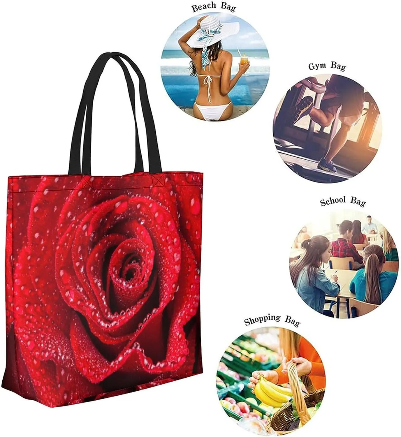 Canvas Tote Bag - Large Women's Casual Shoulder Handbag - Reusable Beach & Shopping Grocery Bag for Outdoors