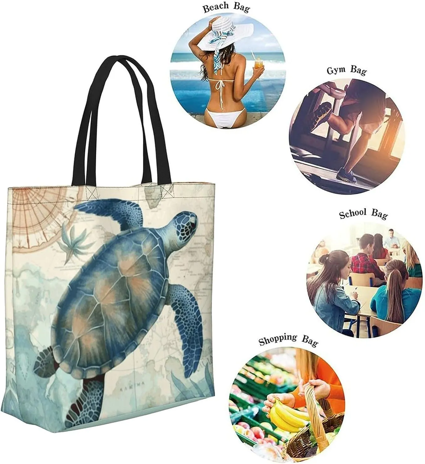 Canvas Tote Bag - Large Women's Casual Shoulder Handbag - Reusable Beach & Shopping Grocery Bag for Outdoors