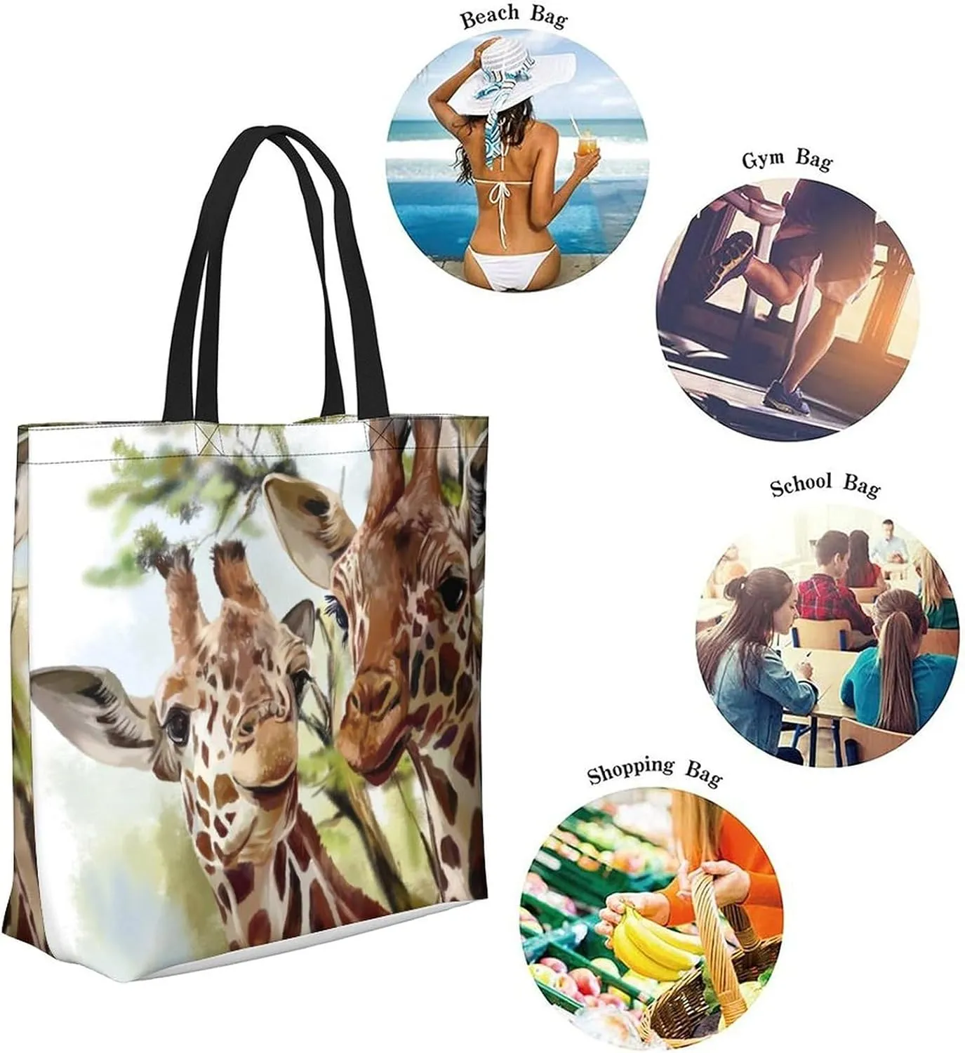Canvas Tote Bag - Large Women's Casual Shoulder Handbag - Reusable Beach & Shopping Grocery Bag for Outdoors