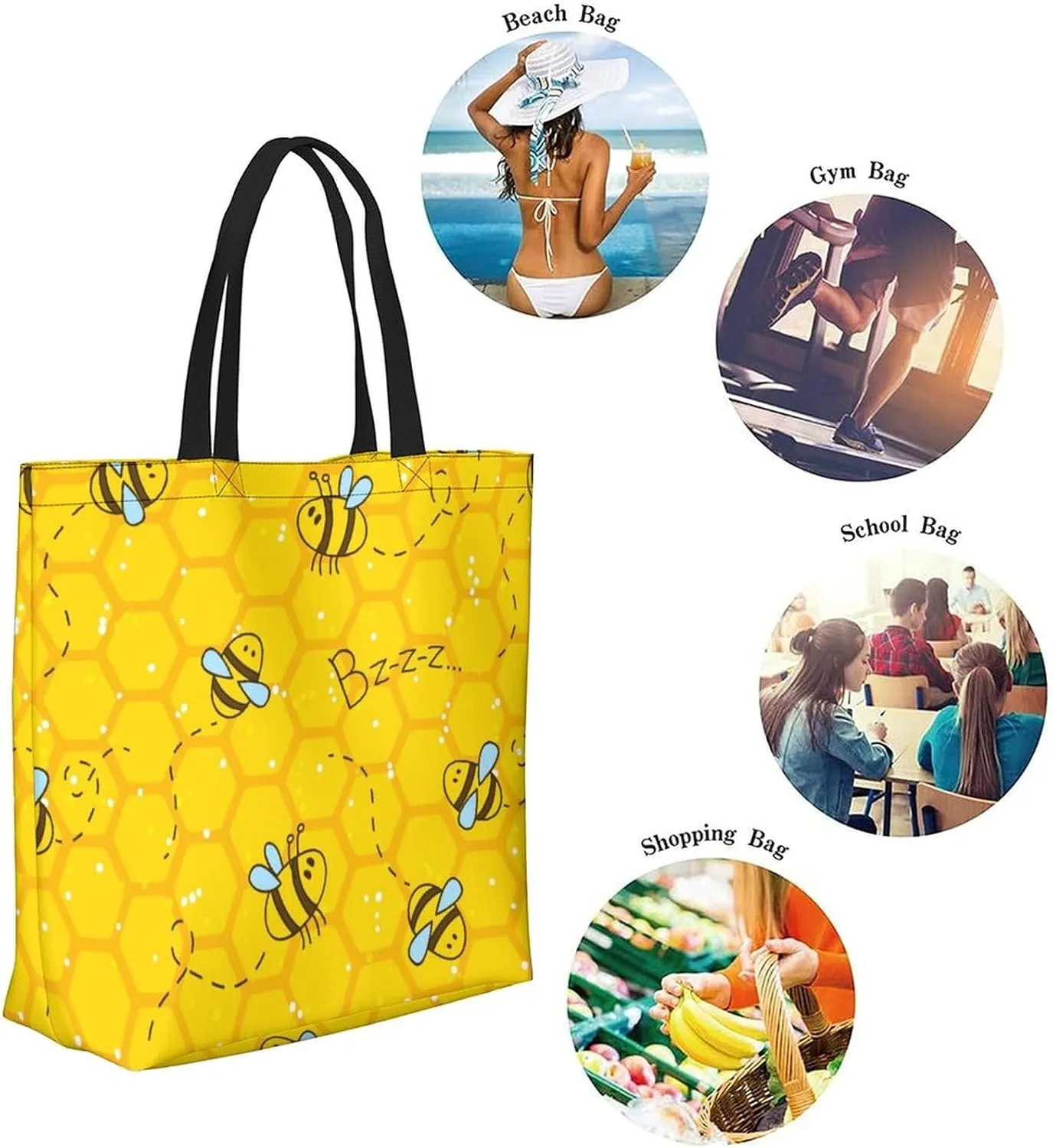 Canvas Tote Bag - Large Women's Casual Shoulder Handbag - Reusable Beach & Shopping Grocery Bag for Outdoors