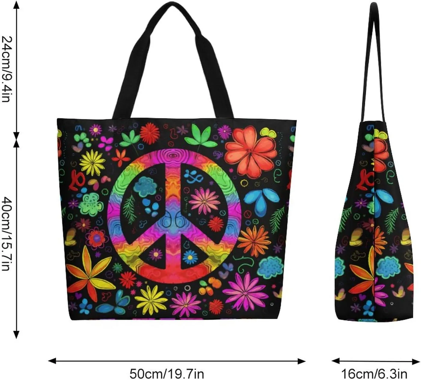 Canvas Tote Bag - Large Women's Casual Shoulder Handbag - Reusable Beach & Shopping Grocery Bag for Outdoors