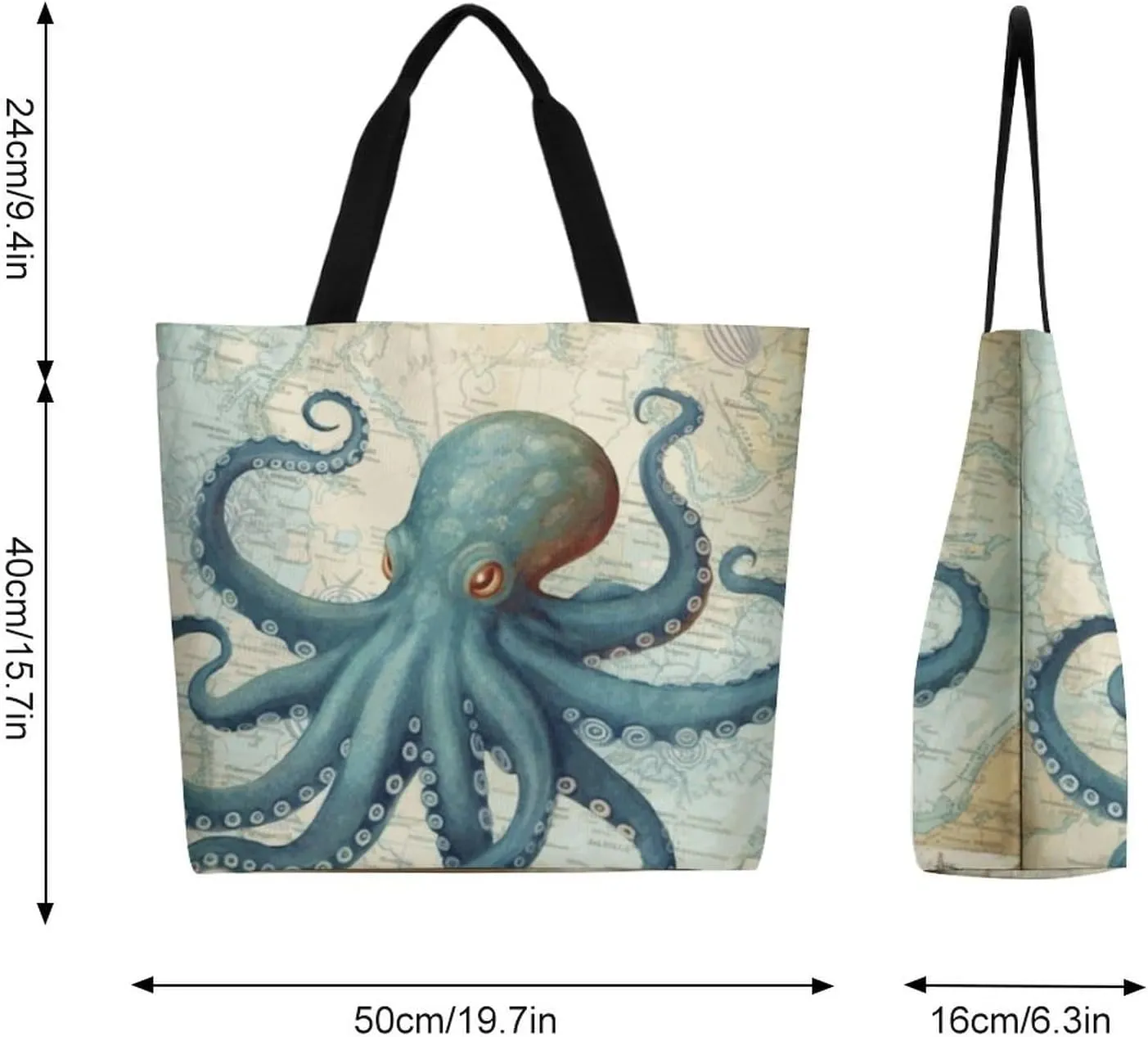 Canvas Tote Bag - Large Women's Casual Shoulder Handbag - Reusable Beach & Shopping Grocery Bag for Outdoors