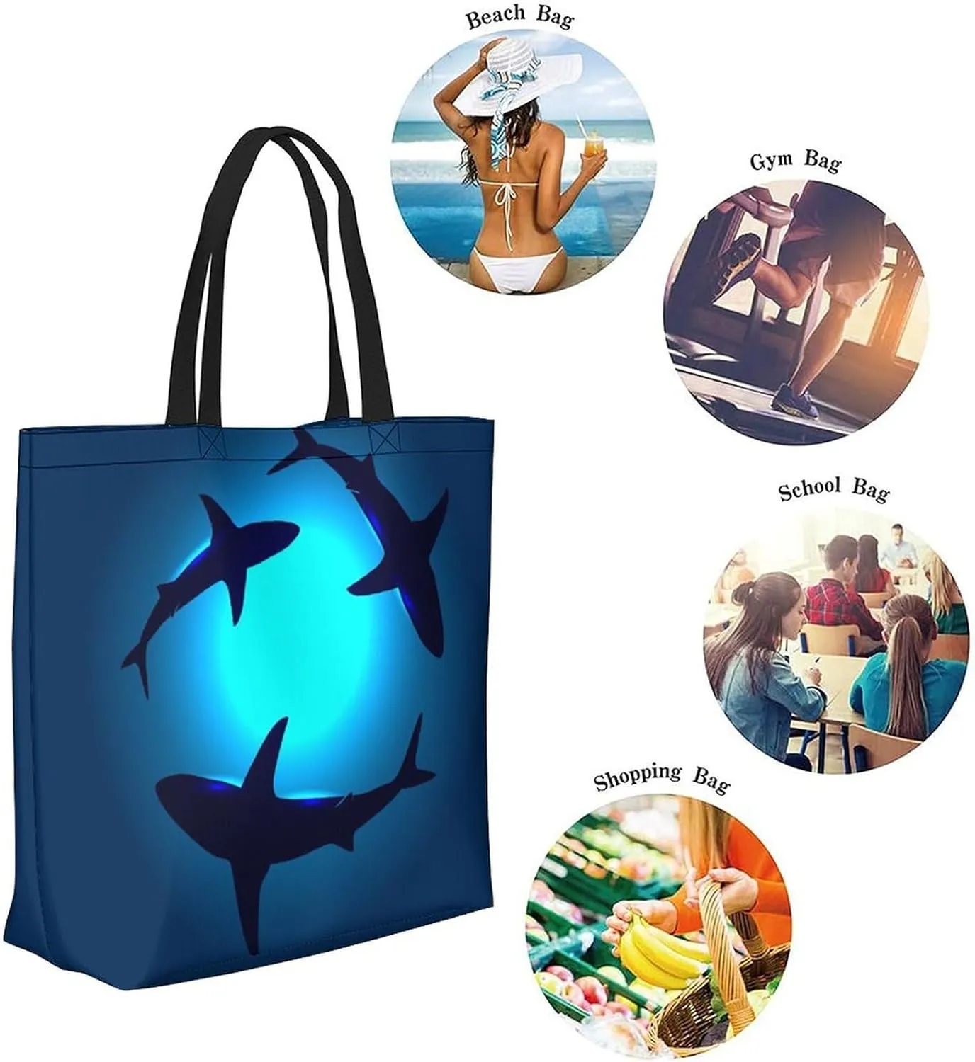 Canvas Tote Bag - Large Women's Casual Shoulder Handbag - Reusable Beach & Shopping Grocery Bag for Outdoors