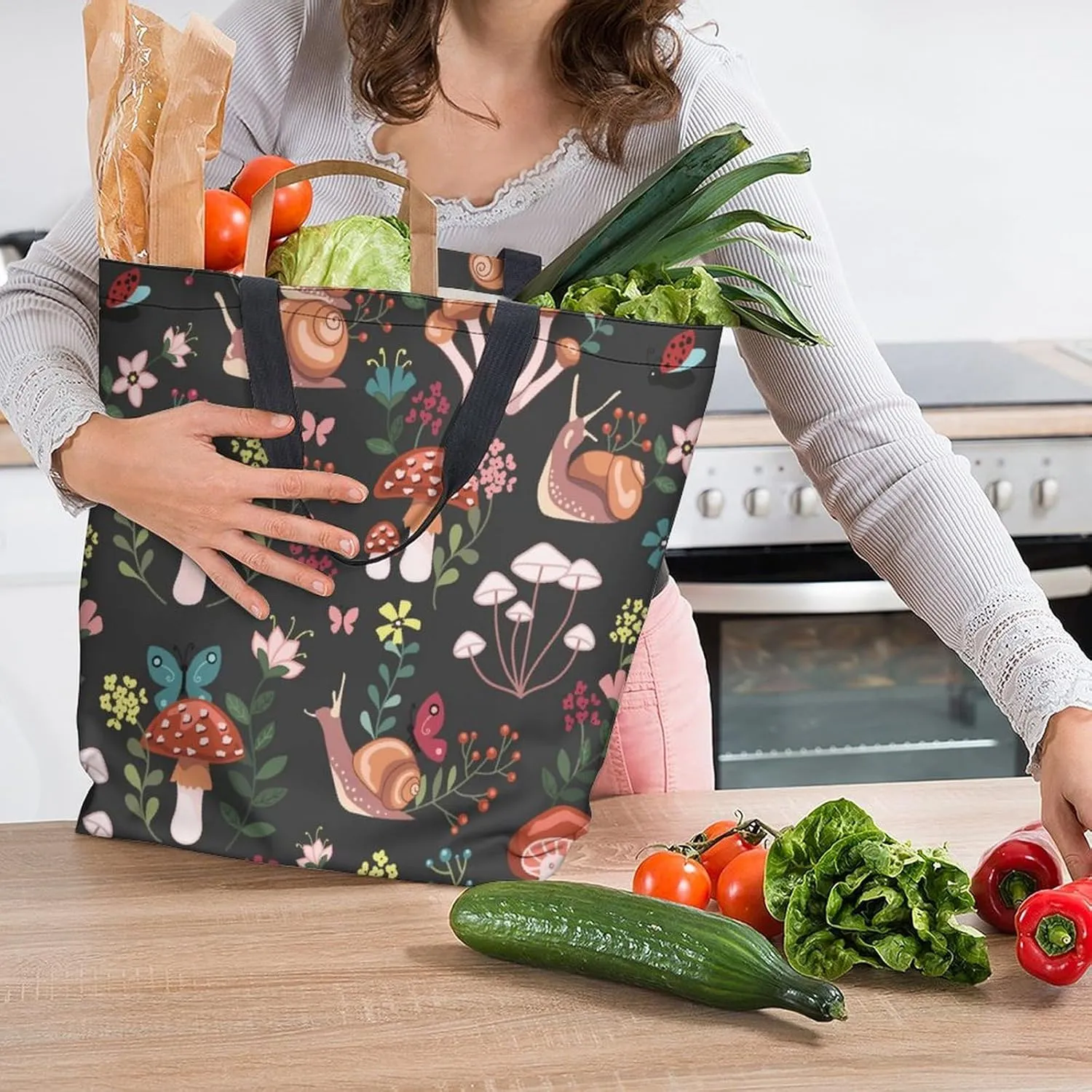 Canvas Tote Bag - Large Women's Casual Shoulder Handbag - Reusable Beach & Shopping Grocery Bag for Outdoors