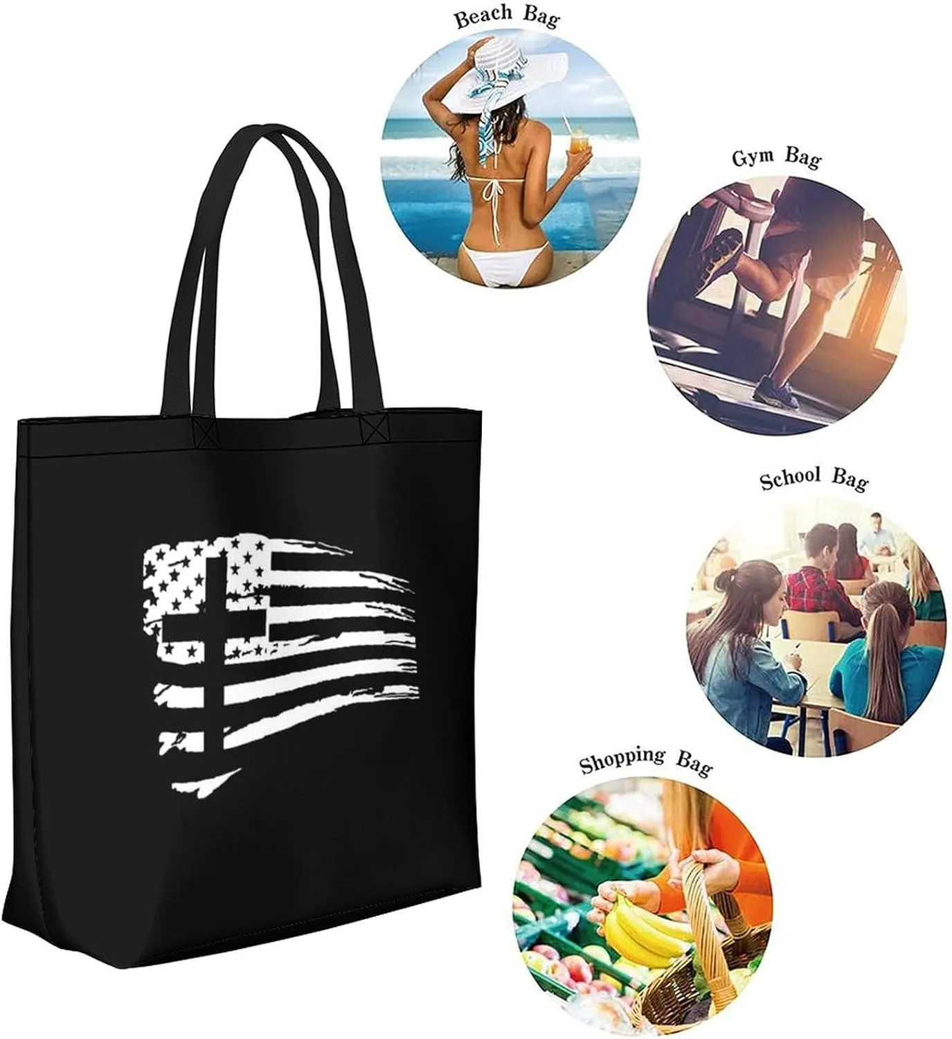 Canvas Tote Bag - Large Women's Casual Shoulder Handbag - Reusable Beach & Shopping Grocery Bag for Outdoors