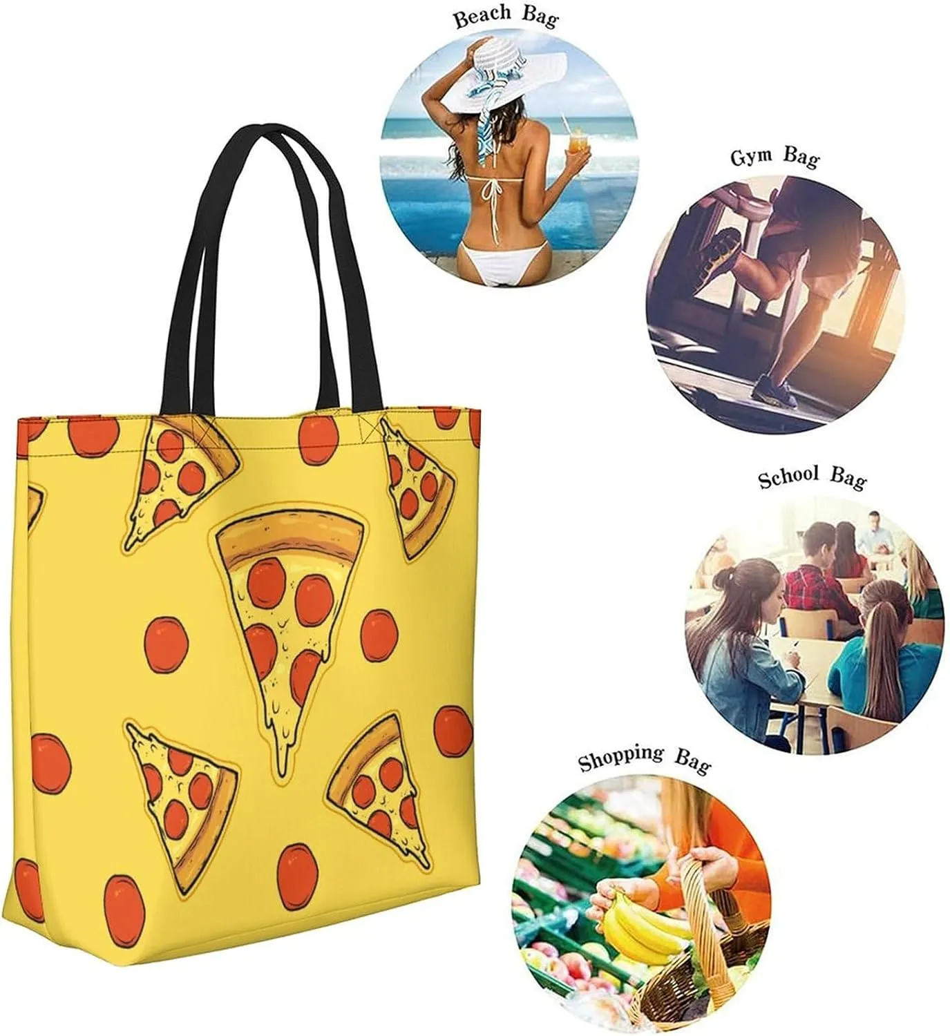 Canvas Tote Bag - Large Women's Casual Shoulder Handbag - Reusable Beach & Shopping Grocery Bag for Outdoors