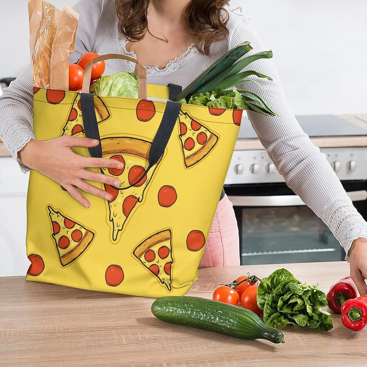 Canvas Tote Bag - Large Women's Casual Shoulder Handbag - Reusable Beach & Shopping Grocery Bag for Outdoors