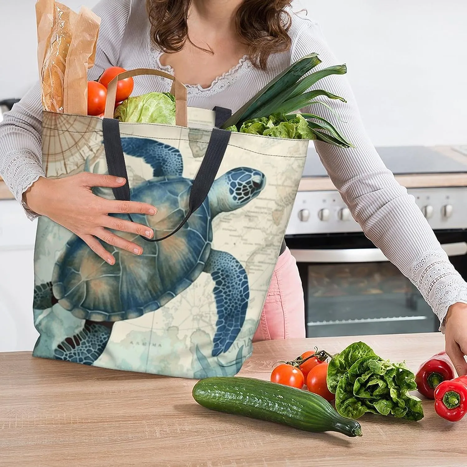 Canvas Tote Bag - Large Women's Casual Shoulder Handbag - Reusable Beach & Shopping Grocery Bag for Outdoors