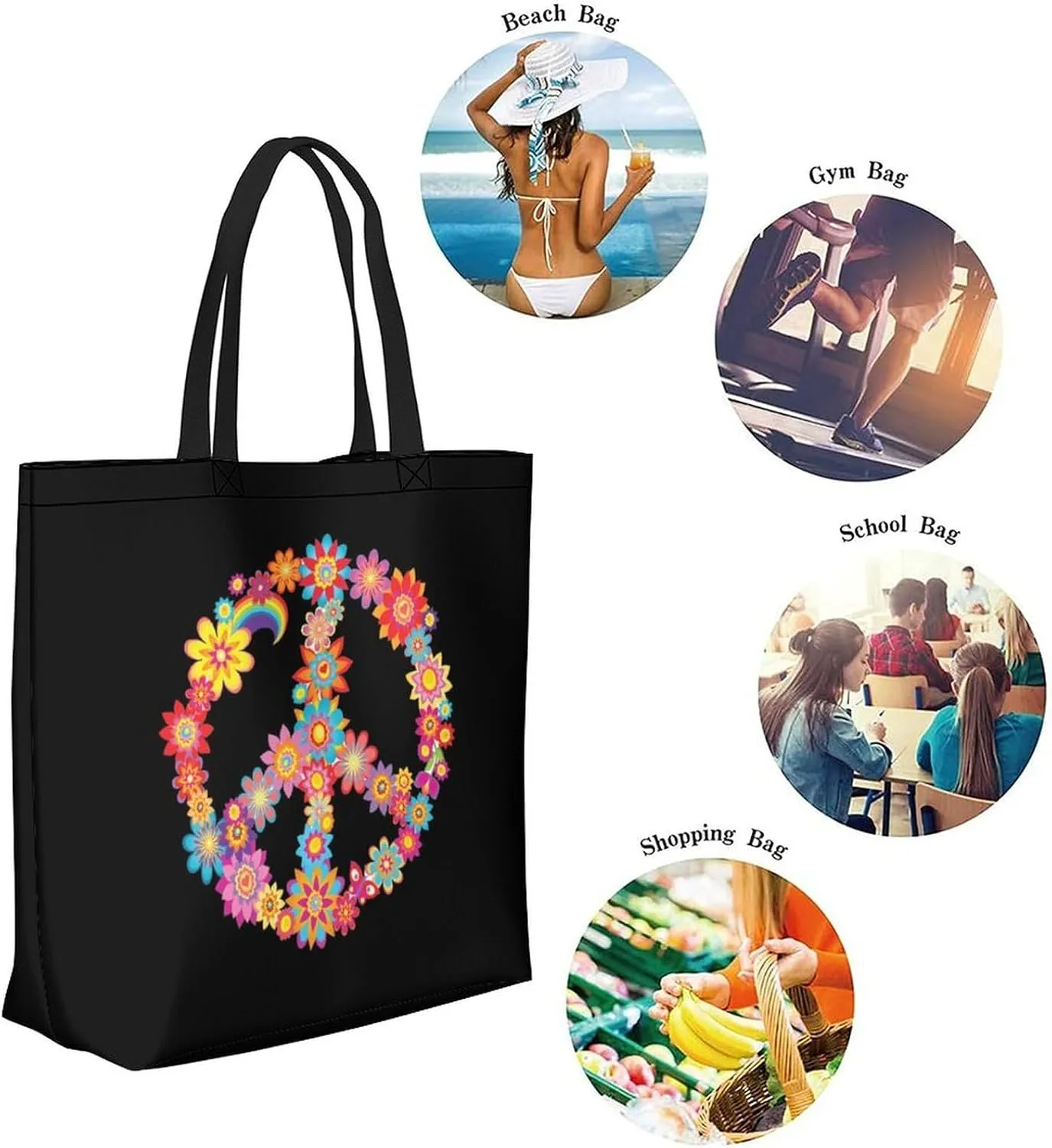 Canvas Tote Bag - Large Women's Casual Shoulder Handbag - Reusable Beach & Shopping Grocery Bag for Outdoors