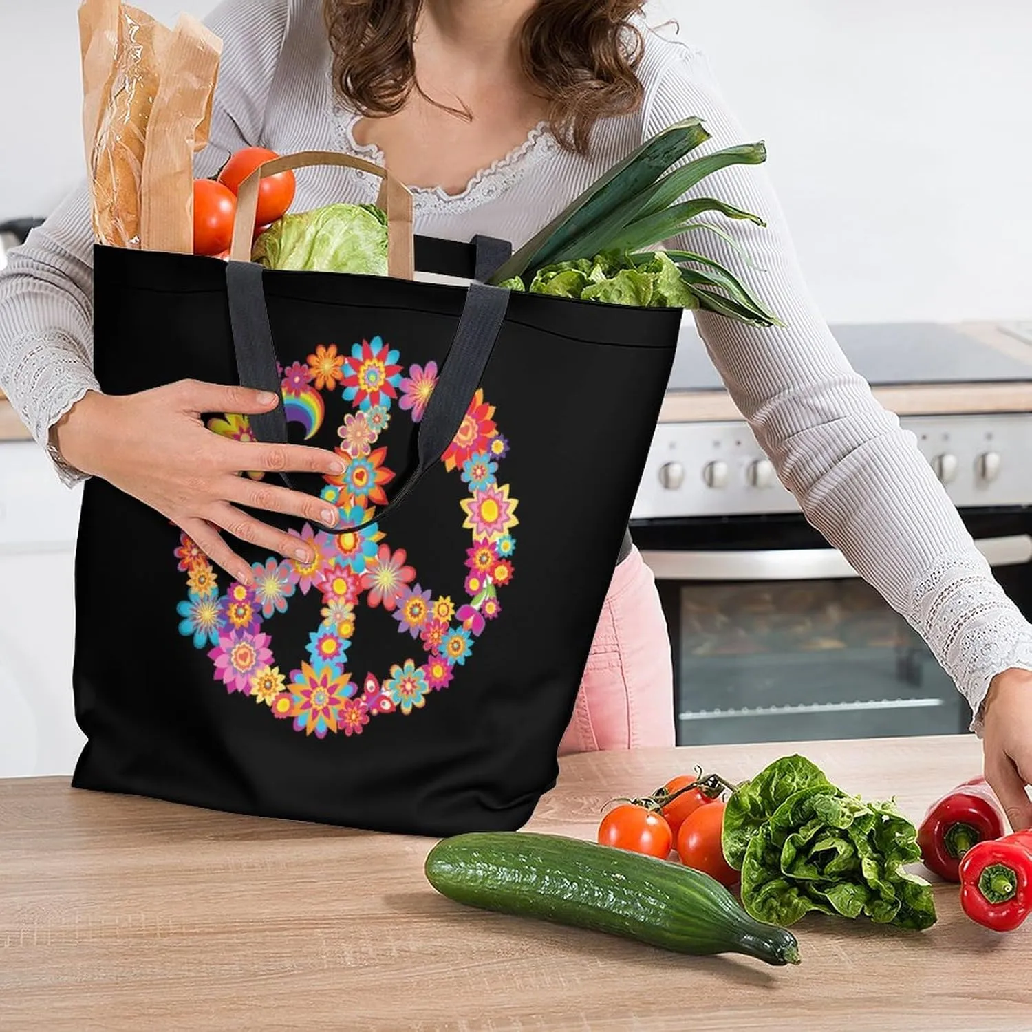Canvas Tote Bag - Large Women's Casual Shoulder Handbag - Reusable Beach & Shopping Grocery Bag for Outdoors