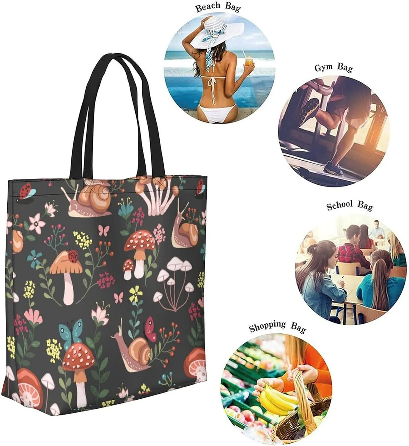 Canvas Tote Bag - Large Women's Casual Shoulder Handbag - Reusable Beach & Shopping Grocery Bag for Outdoors