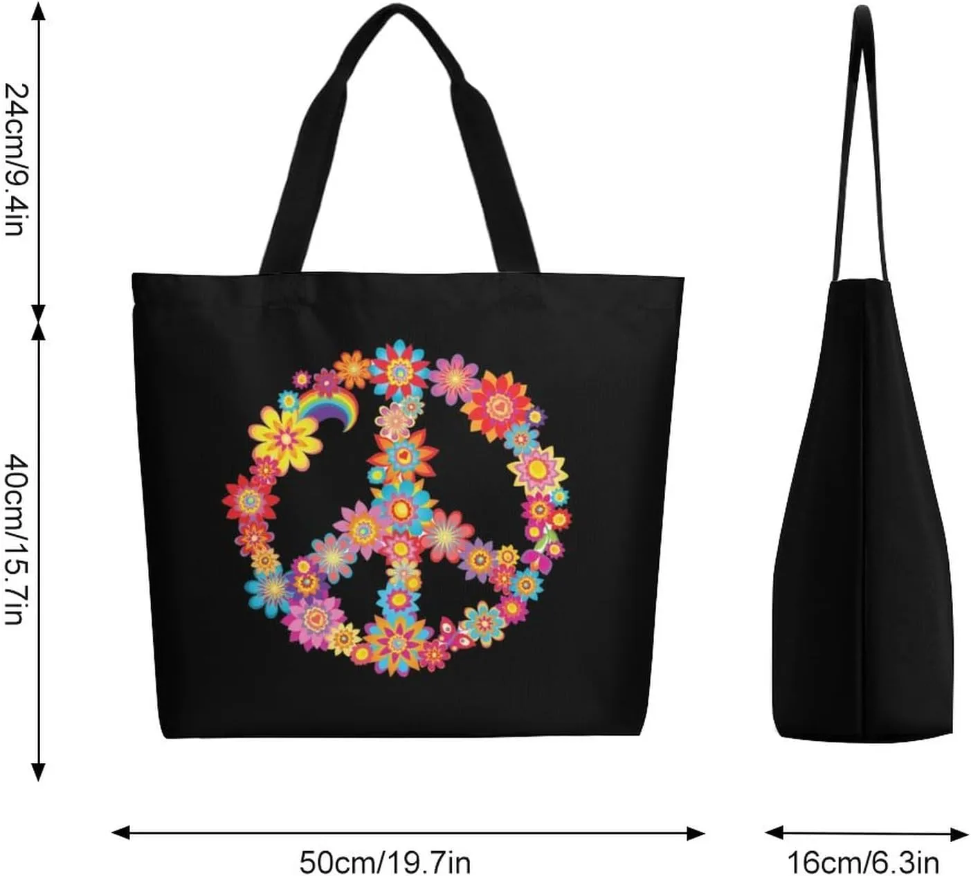 Canvas Tote Bag - Large Women's Casual Shoulder Handbag - Reusable Beach & Shopping Grocery Bag for Outdoors