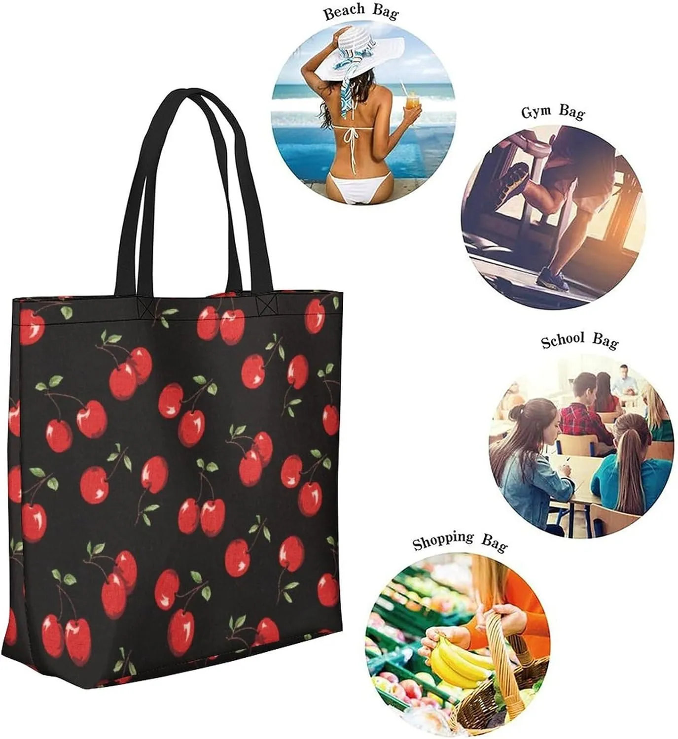 Canvas Tote Bag - Large Women's Casual Shoulder Handbag - Reusable Beach & Shopping Grocery Bag for Outdoors