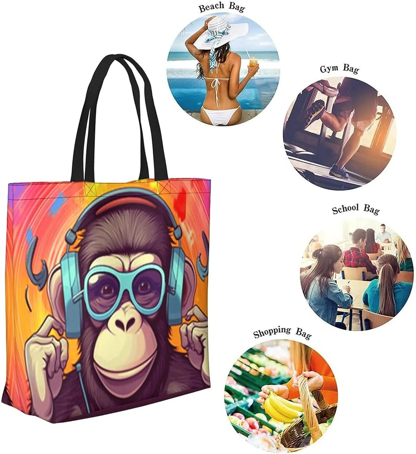 Canvas Tote Bag - Large Women's Casual Shoulder Handbag - Reusable Beach & Shopping Grocery Bag for Outdoors
