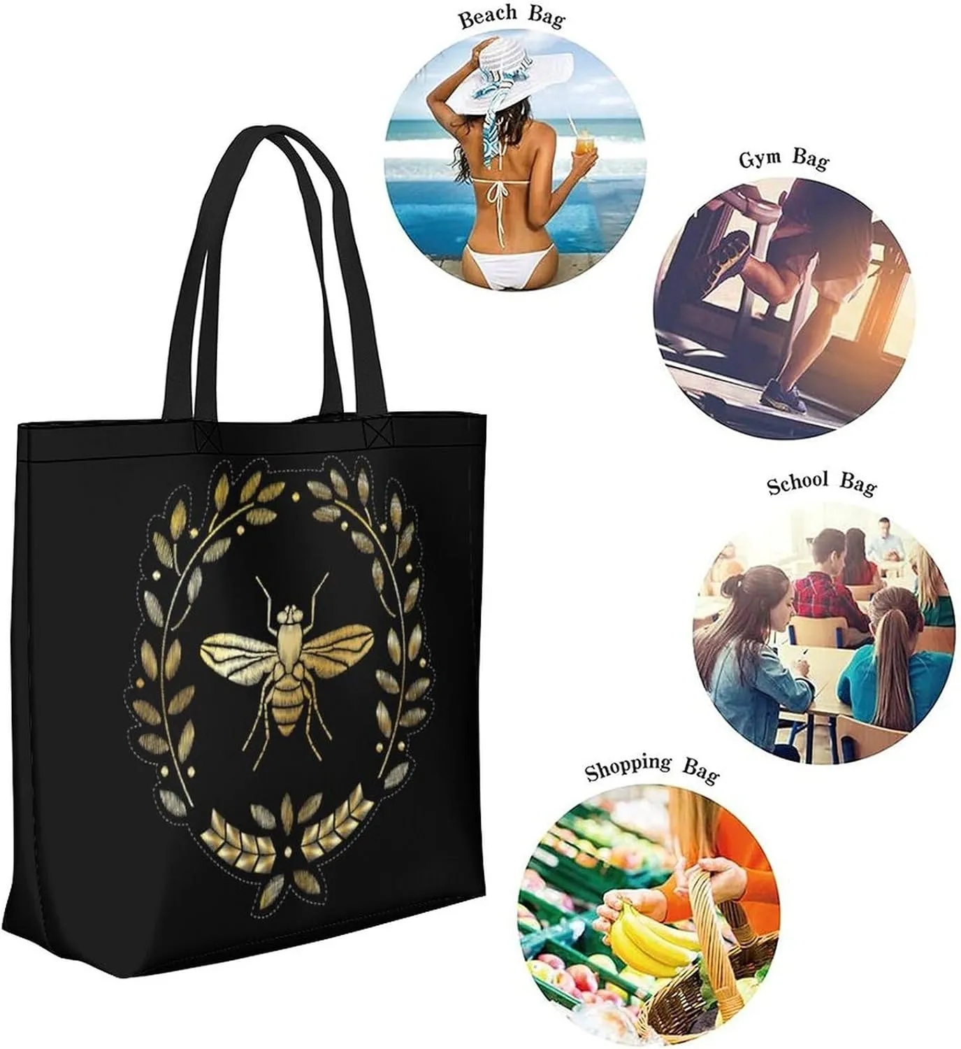 Canvas Tote Bag - Large Women's Casual Shoulder Handbag - Reusable Beach & Shopping Grocery Bag for Outdoors