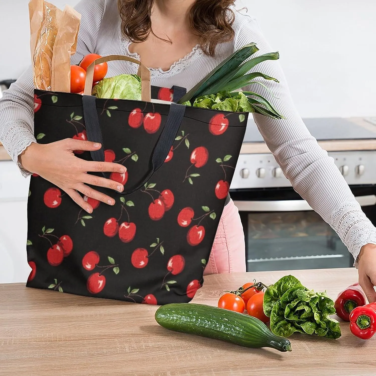 Canvas Tote Bag - Large Women's Casual Shoulder Handbag - Reusable Beach & Shopping Grocery Bag for Outdoors