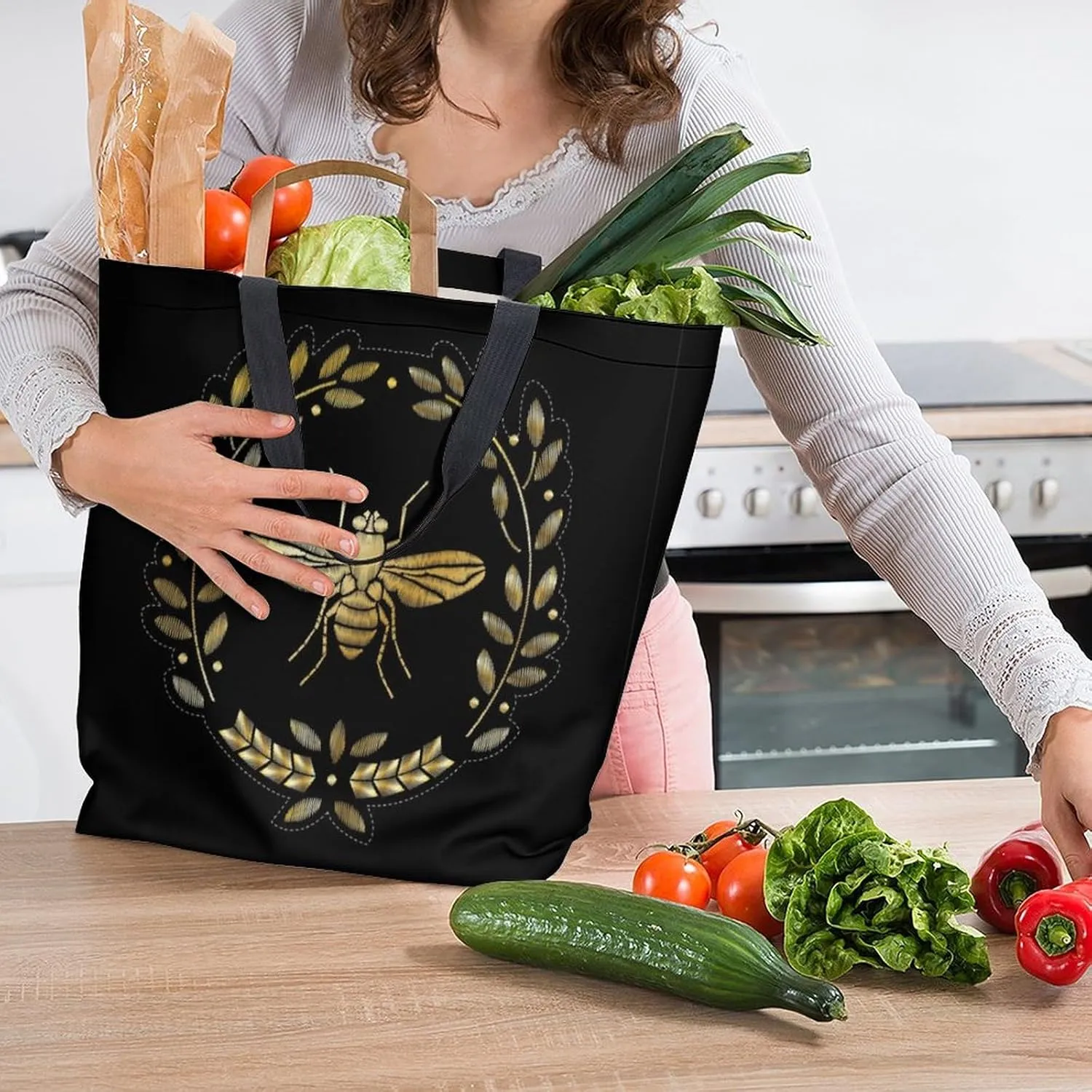 Canvas Tote Bag - Large Women's Casual Shoulder Handbag - Reusable Beach & Shopping Grocery Bag for Outdoors