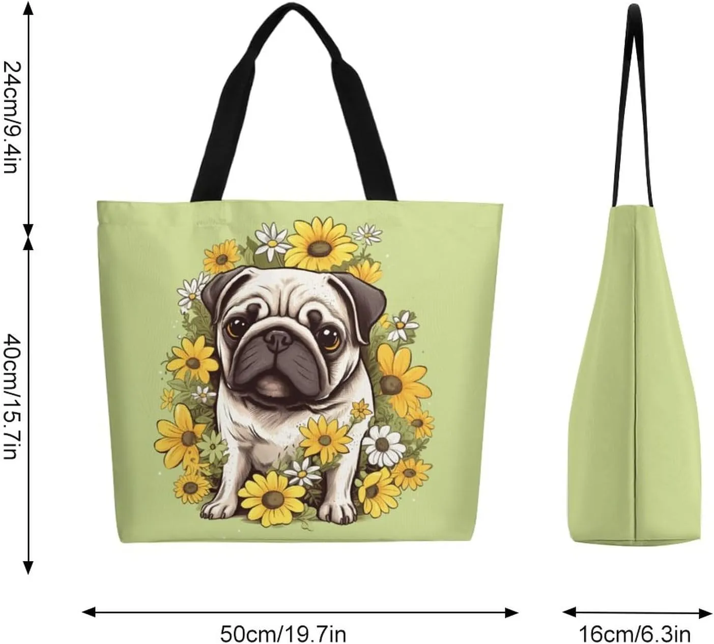 Canvas Tote Bag - Large Women's Casual Shoulder Handbag - Reusable Beach Shopping Grocery Bag for Outdoors