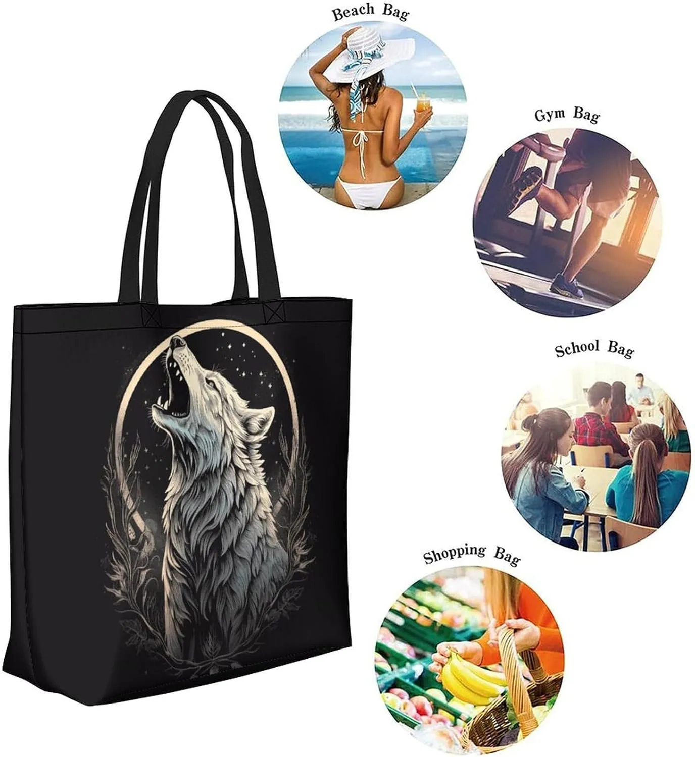 Canvas Tote Bag - Large Women's Casual Shoulder Handbag - Reusable Beach Shopping Grocery Bag for Outdoors