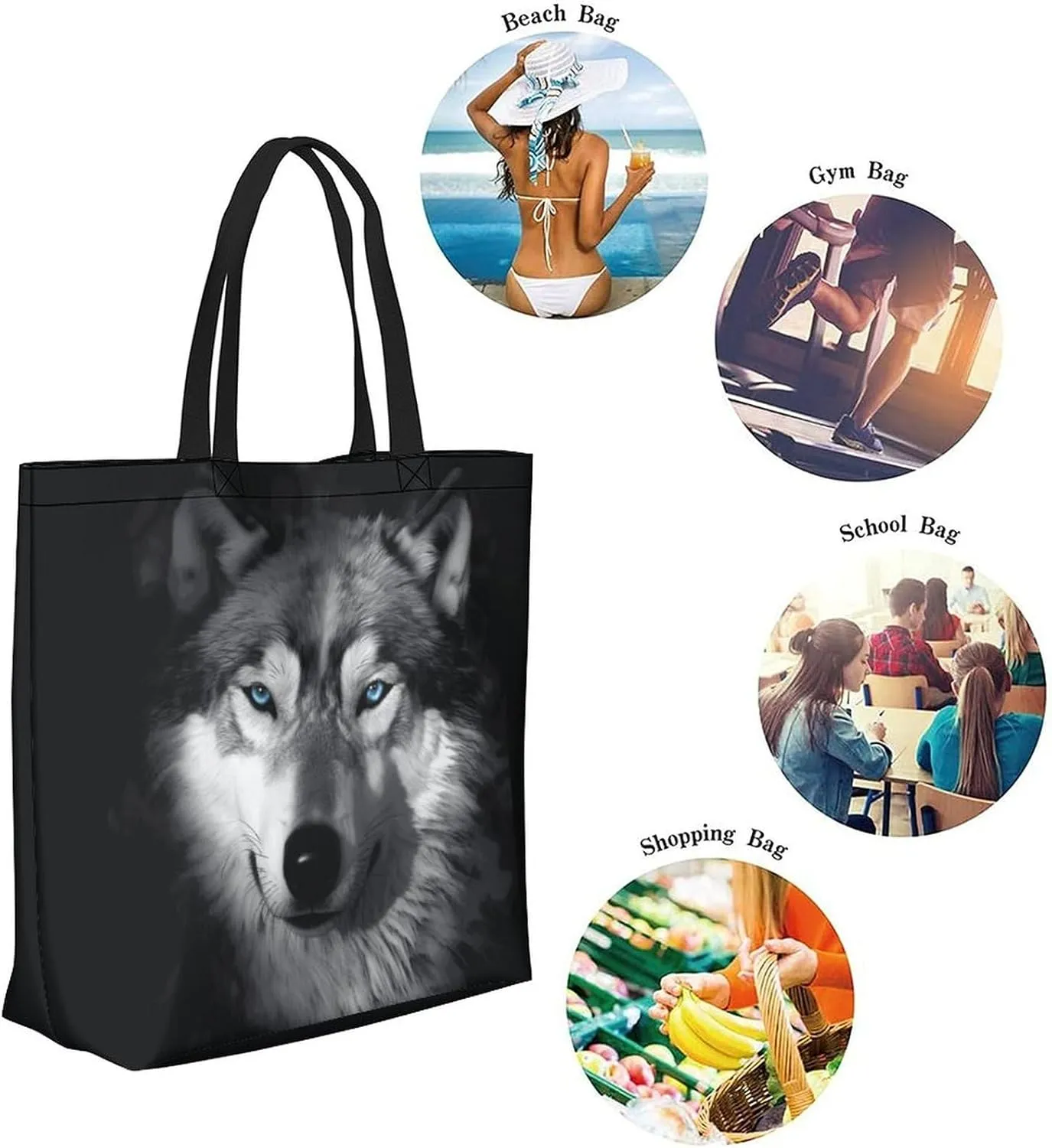 Canvas Tote Bag - Large Women's Casual Shoulder Handbag - Reusable Beach Shopping Grocery Bag for Outdoors