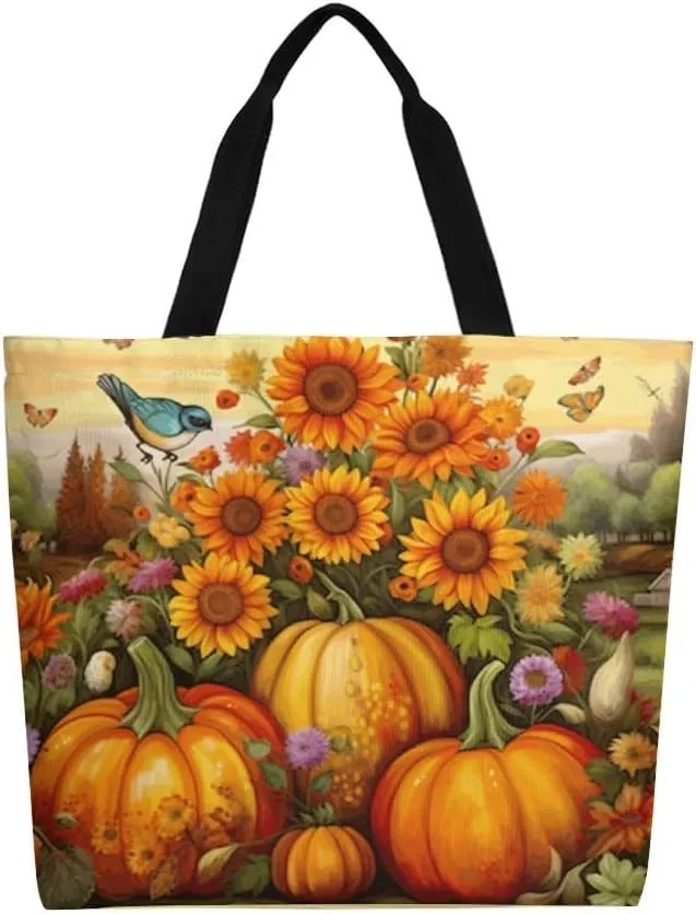 Canvas Tote Bag - Large Women's Casual Shoulder Handbag - Reusable Beach Shopping Grocery Bag for Outdoors
