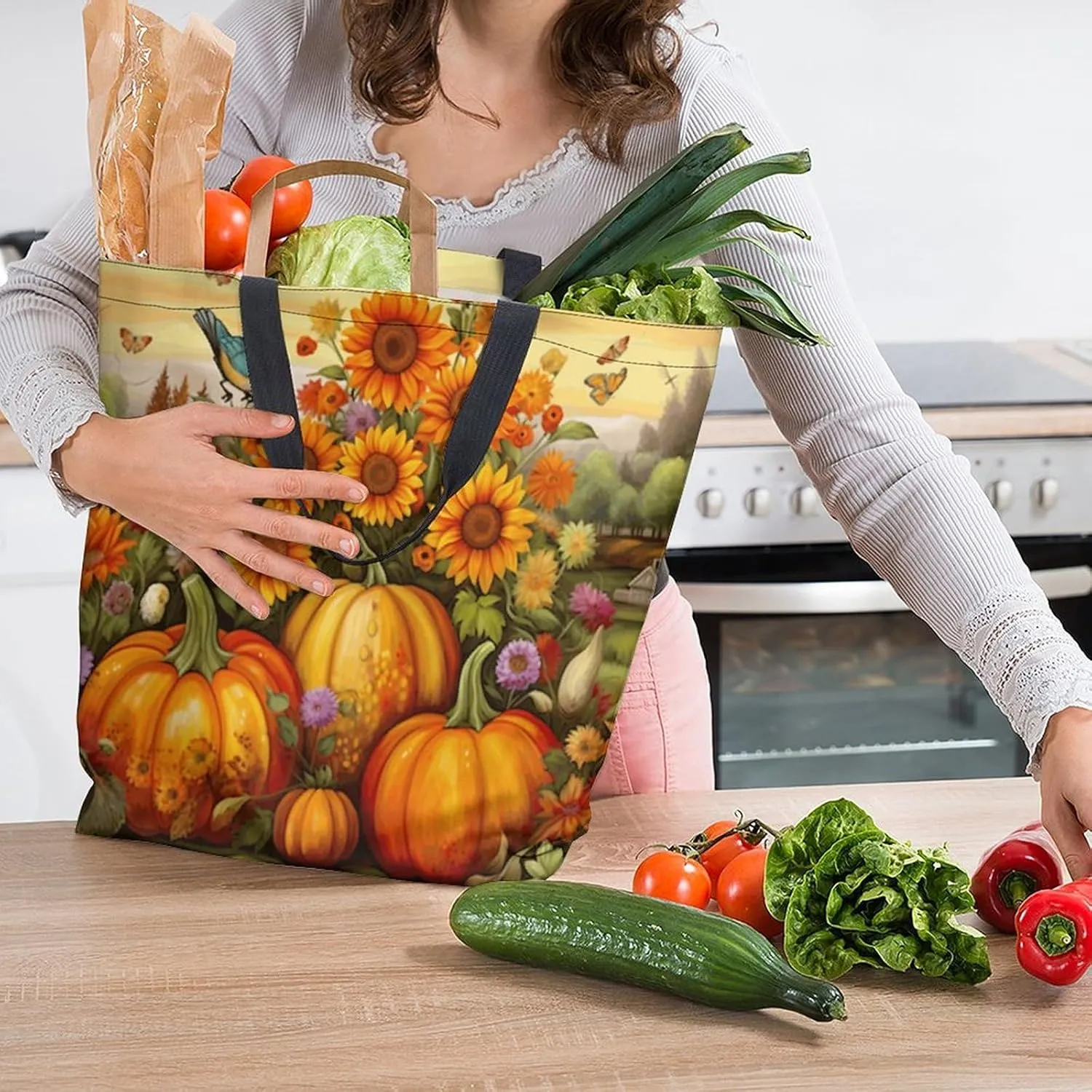 Canvas Tote Bag - Large Women's Casual Shoulder Handbag - Reusable Beach Shopping Grocery Bag for Outdoors