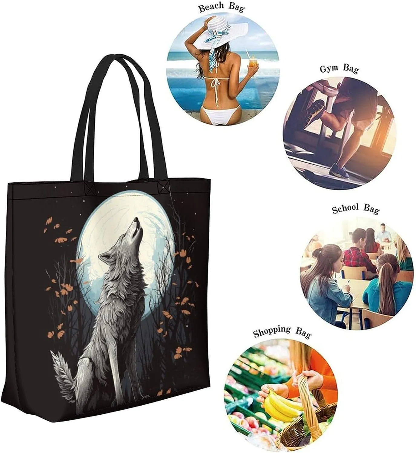 Canvas Tote Bag - Large Women's Casual Shoulder Handbag - Reusable Beach Shopping Grocery Bag for Outdoors