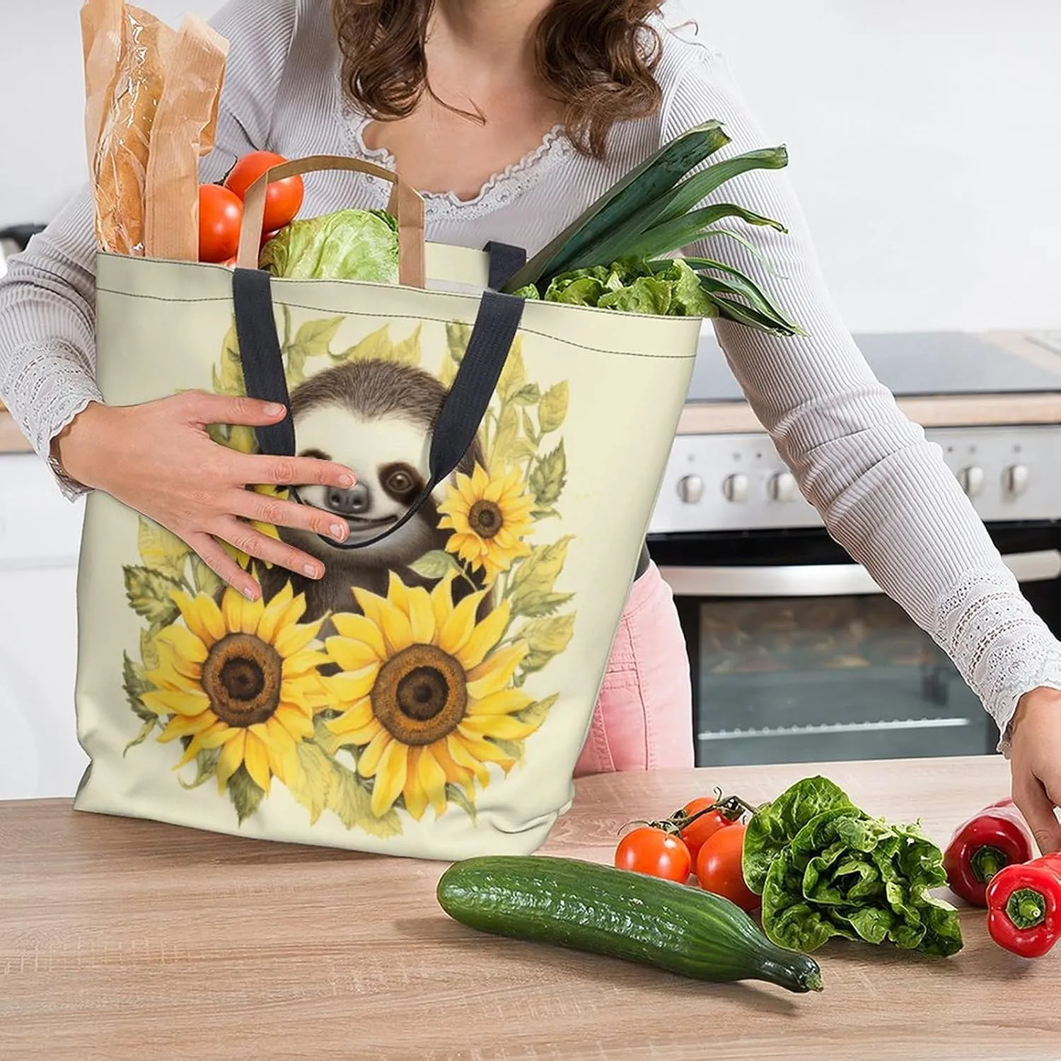 Canvas Tote Bag - Large Women's Casual Shoulder Handbag - Reusable Beach Shopping Grocery Bag for Outdoors