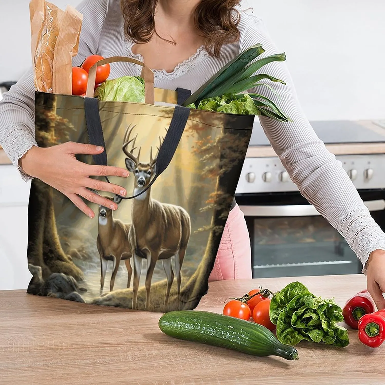 Canvas Tote Bag - Large Women's Casual Shoulder Handbag - Reusable Beach Shopping Grocery Bag for Outdoors