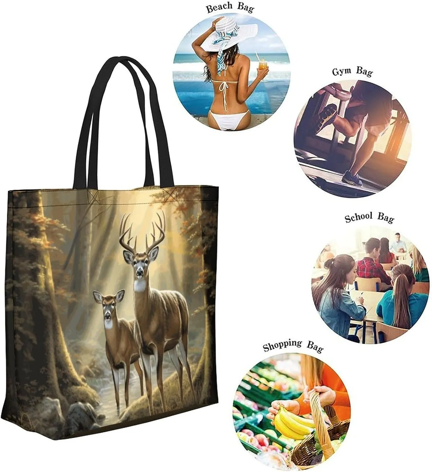 Canvas Tote Bag - Large Women's Casual Shoulder Handbag - Reusable Beach Shopping Grocery Bag for Outdoors
