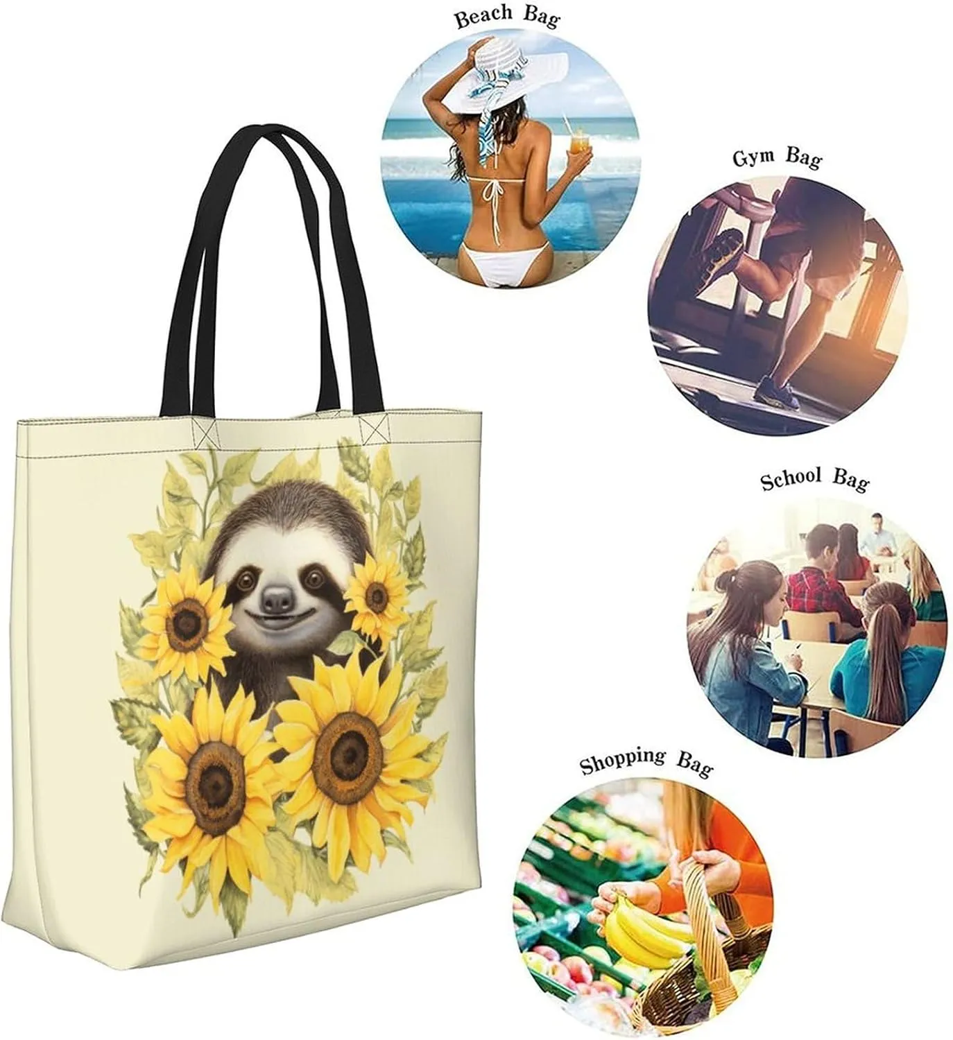 Canvas Tote Bag - Large Women's Casual Shoulder Handbag - Reusable Beach Shopping Grocery Bag for Outdoors