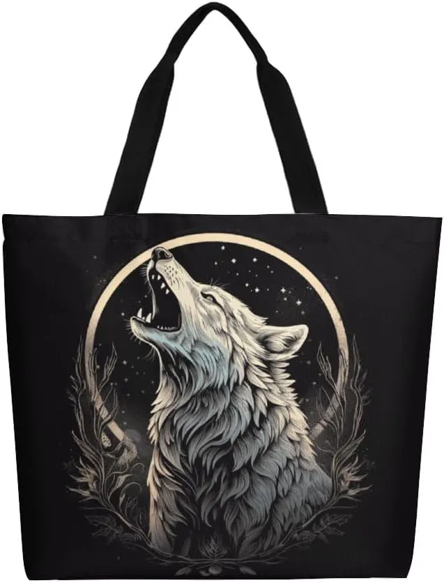 Canvas Tote Bag - Large Women's Casual Shoulder Handbag - Reusable Beach Shopping Grocery Bag for Outdoors