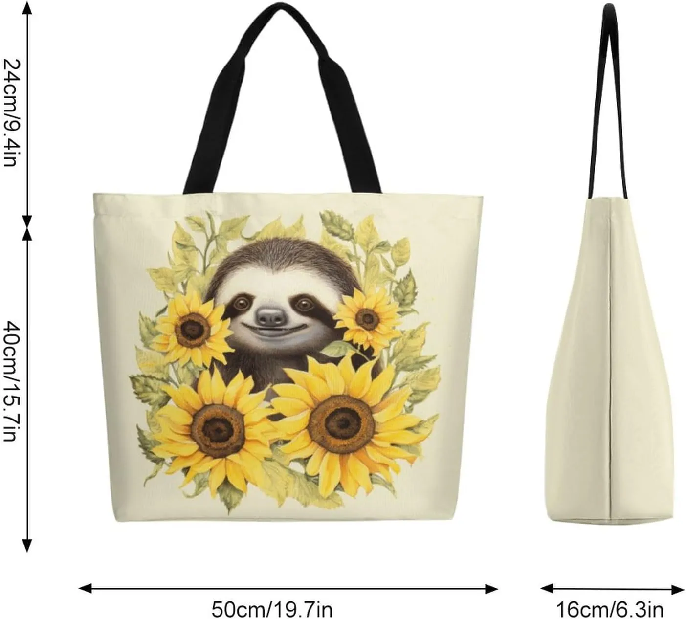 Canvas Tote Bag - Large Women's Casual Shoulder Handbag - Reusable Beach Shopping Grocery Bag for Outdoors