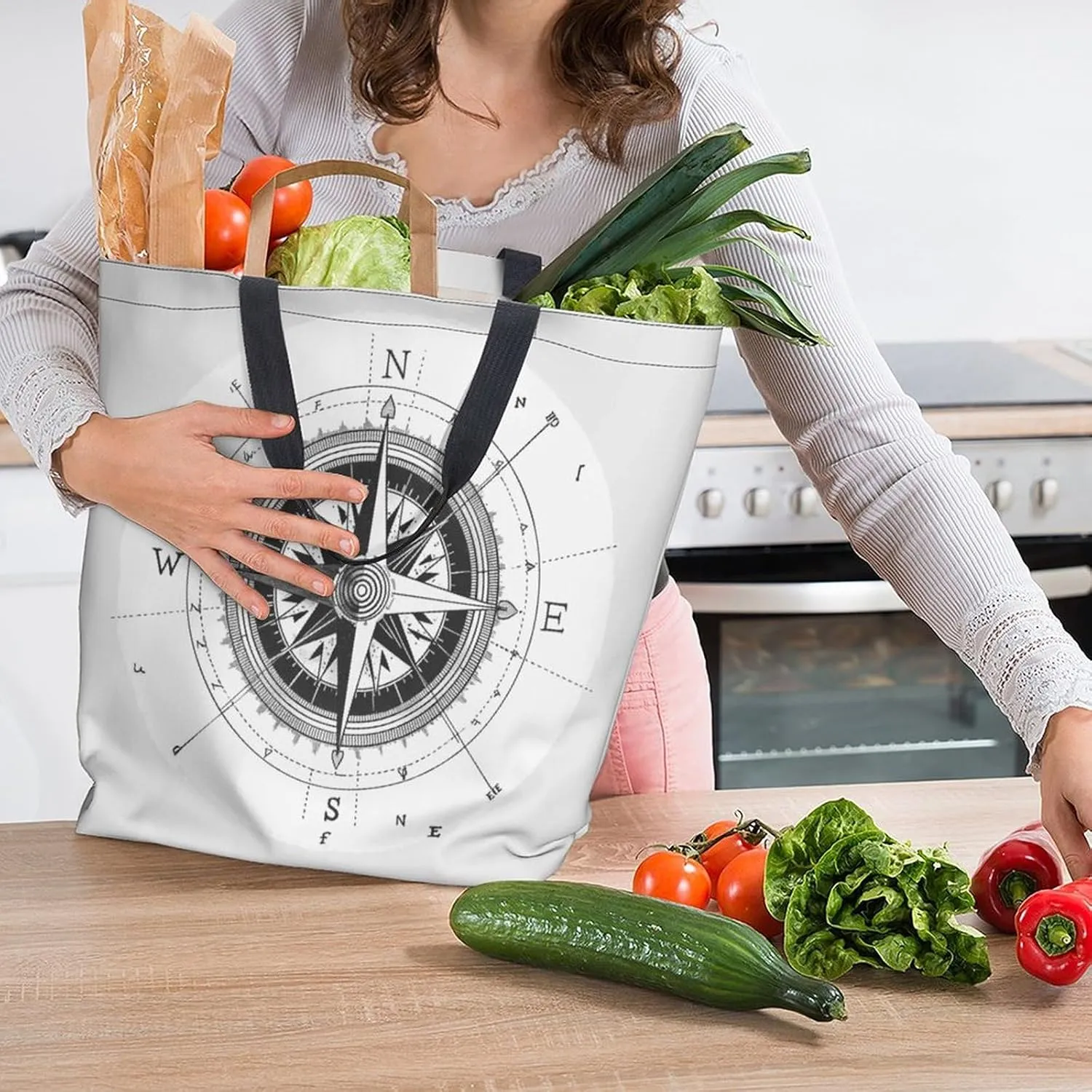 Canvas Tote Bag - Large Women's Casual Shoulder Handbag - Reusable Beach Shopping Grocery Bag for Outdoors