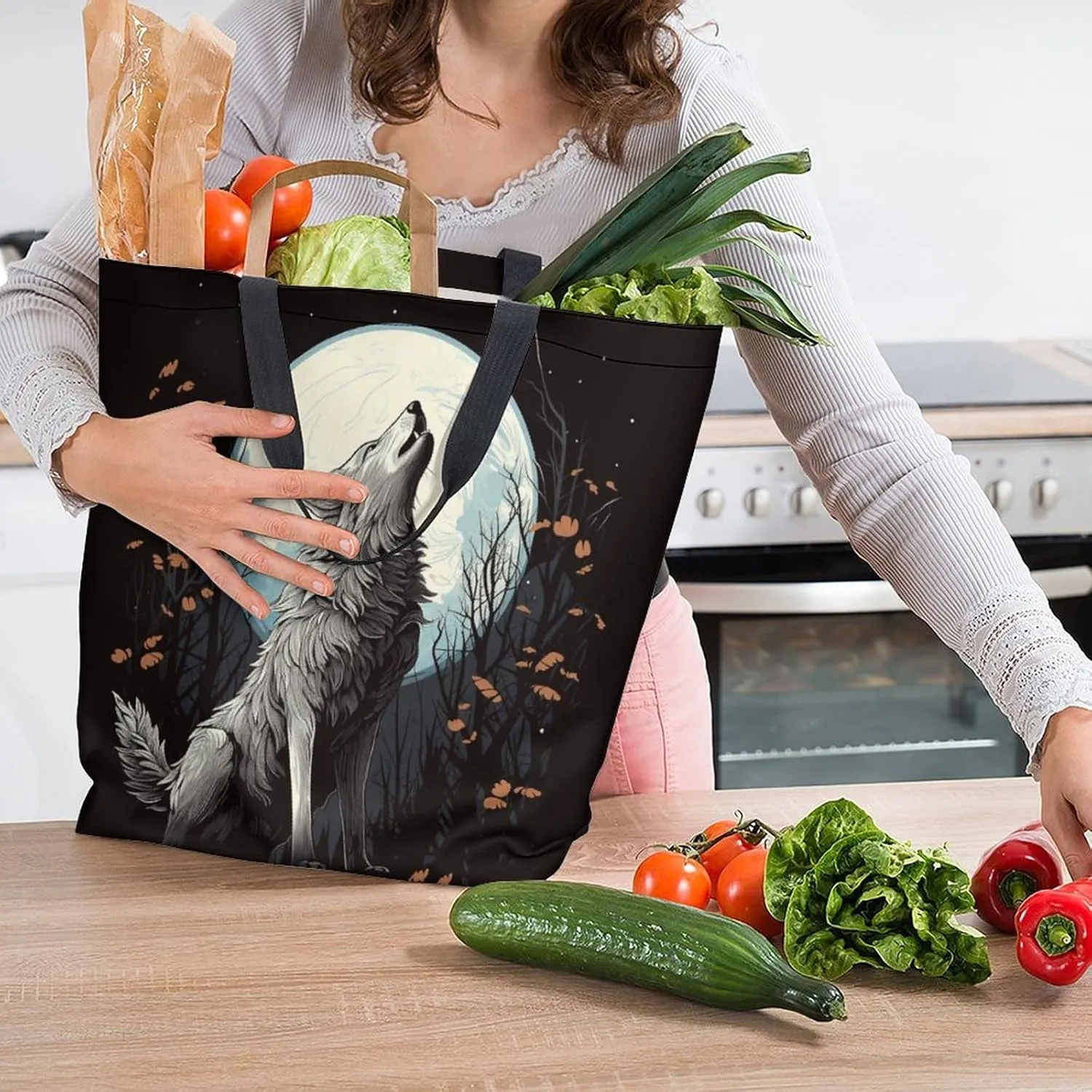 Canvas Tote Bag - Large Women's Casual Shoulder Handbag - Reusable Beach Shopping Grocery Bag for Outdoors