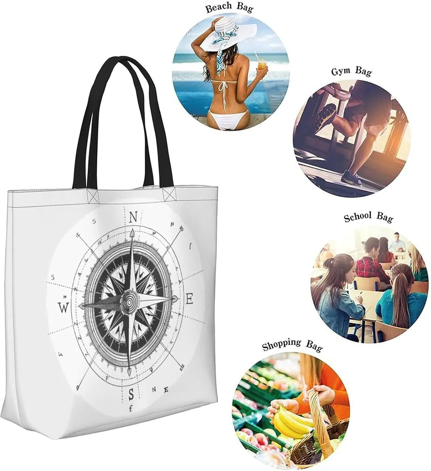 Canvas Tote Bag - Large Women's Casual Shoulder Handbag - Reusable Beach Shopping Grocery Bag for Outdoors