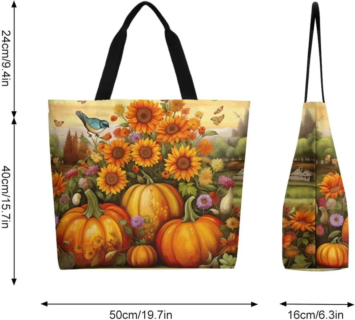 Canvas Tote Bag - Large Women's Casual Shoulder Handbag - Reusable Beach Shopping Grocery Bag for Outdoors