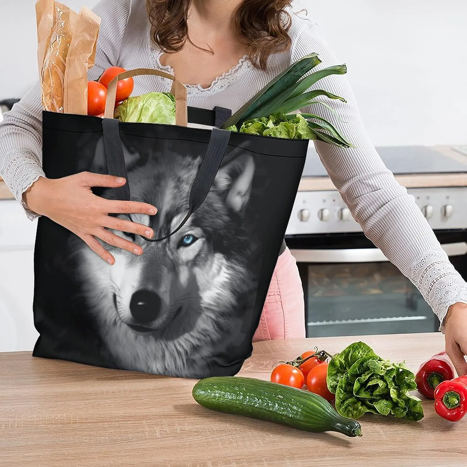Canvas Tote Bag - Large Women's Casual Shoulder Handbag - Reusable Beach Shopping Grocery Bag for Outdoors
