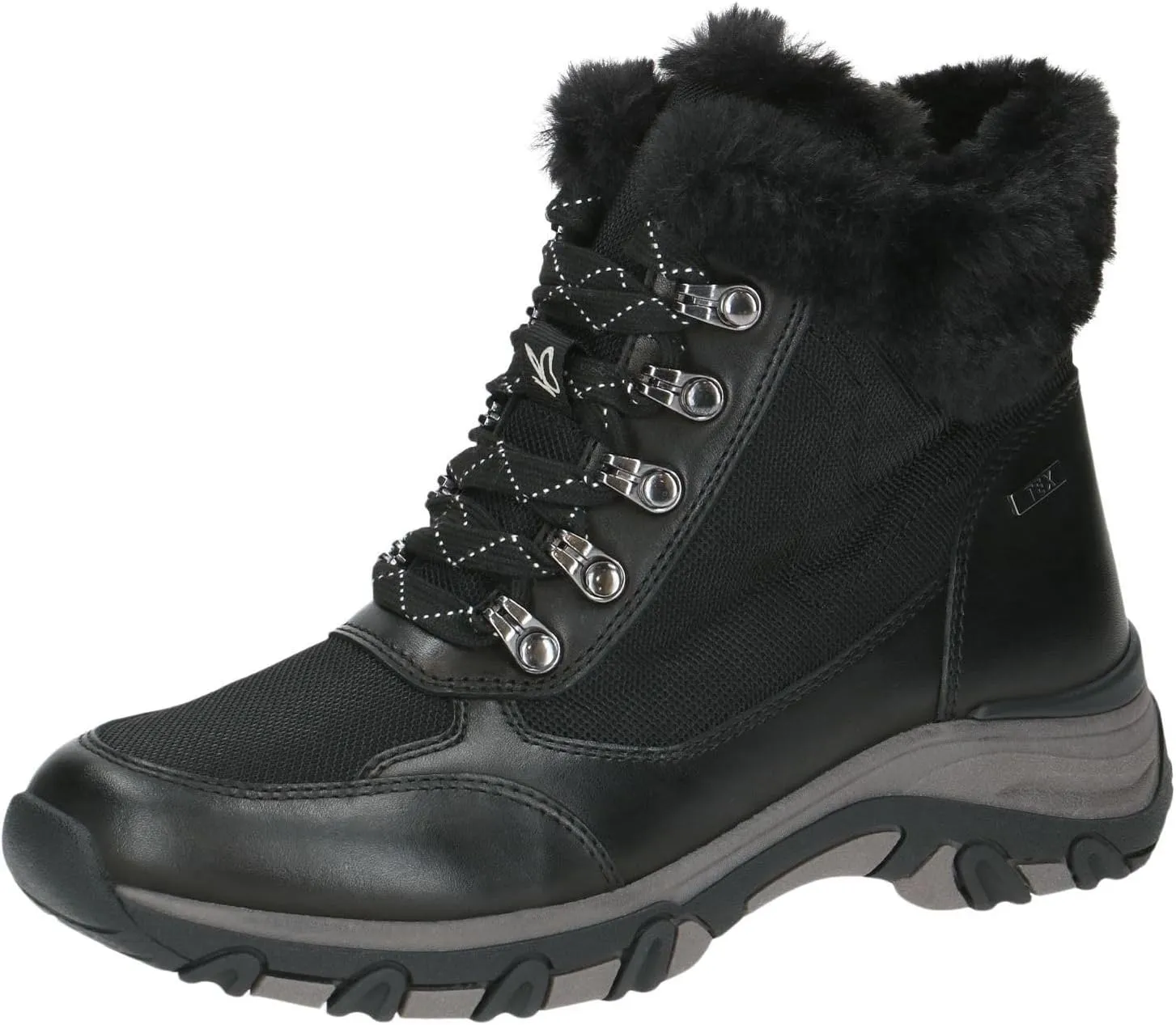 CAPRICE Women's High Trainers with Laces Lining, Water-Repellent, Black Nappa Co, 8 Women