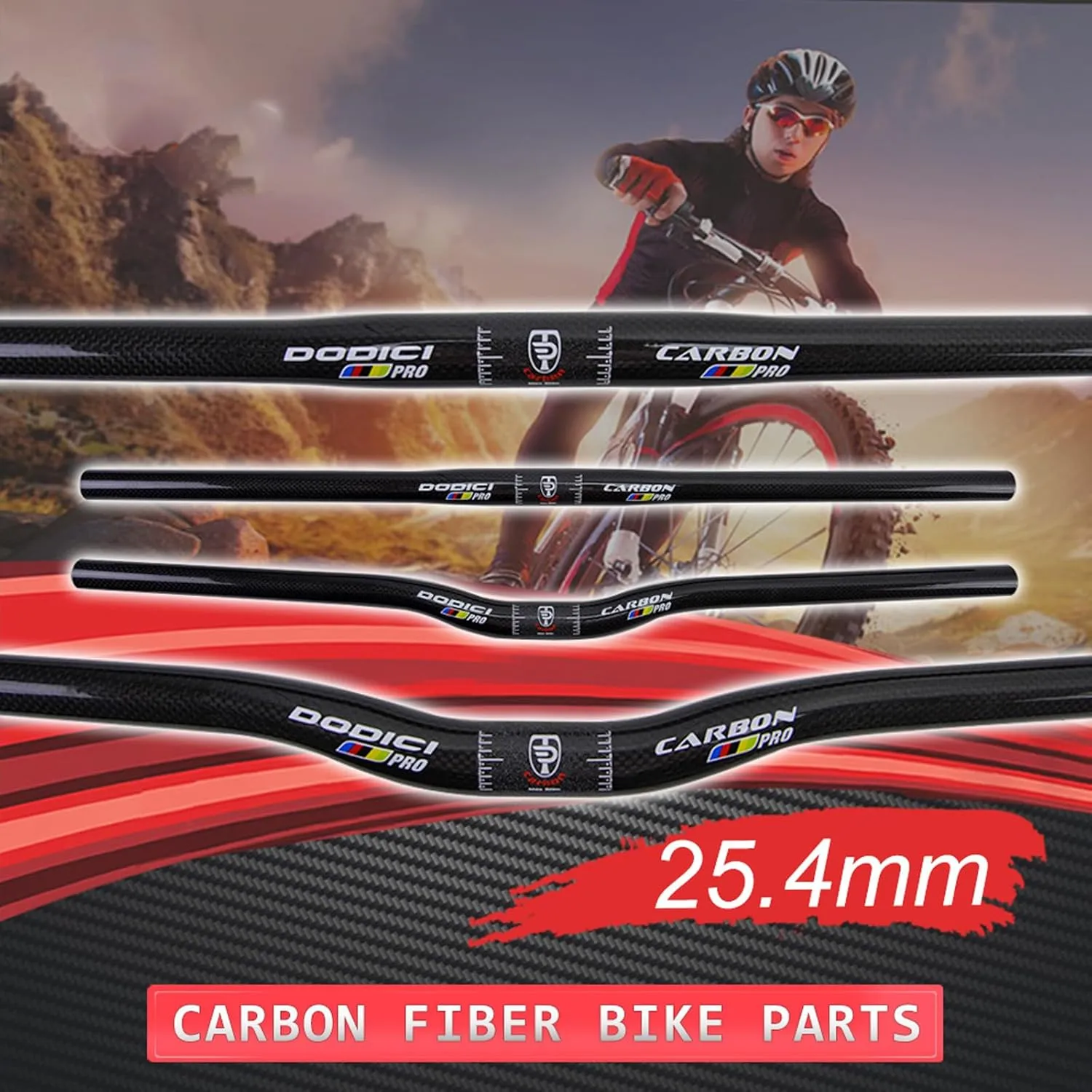 Carbon Mountain Bike Handlebars, Multiple Sizes, Anti-Shock, Easy Install for Mountain, Road, and Off-Road Bikes for Outdoor Sports Cycling (Straight handle, 25.4 * 420MM)