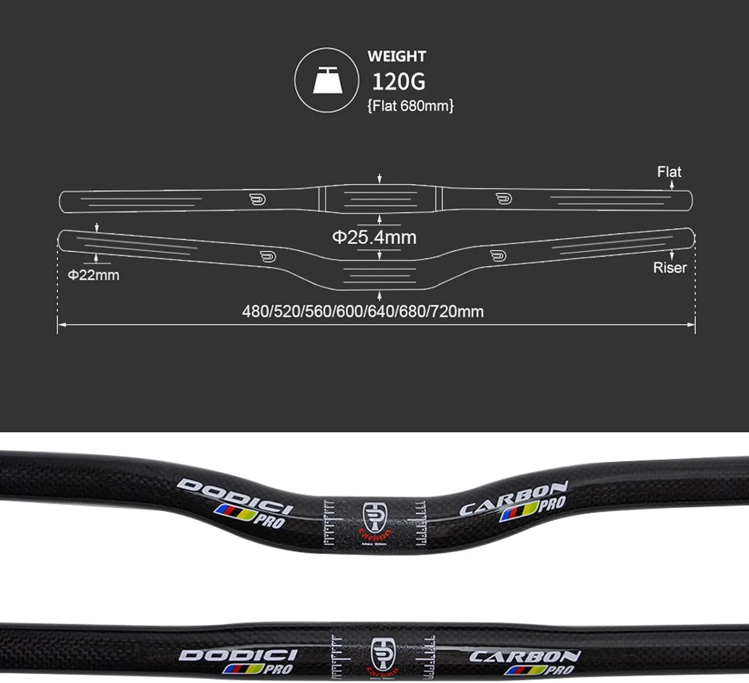 Carbon Mountain Bike Handlebars, Multiple Sizes, Anti-Shock, Easy Install for Mountain, Road, and Off-Road Bikes for Outdoor Sports Cycling (Straight handle, 25.4 * 420MM)
