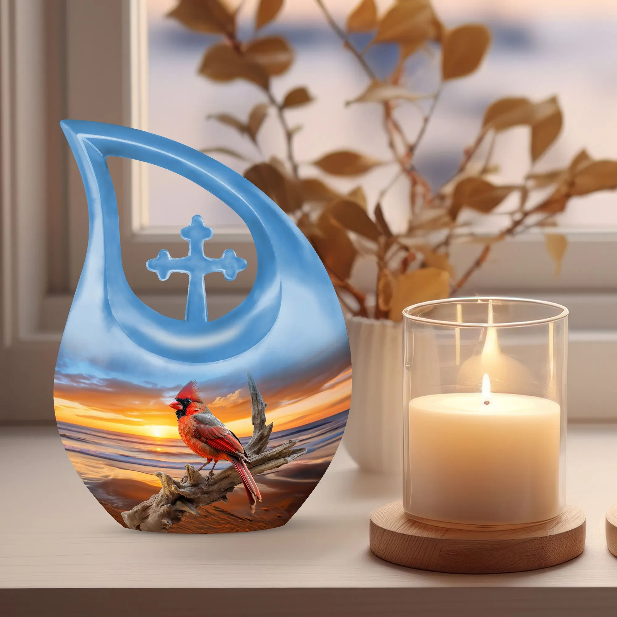 Cardinal Bird Urn - Memorial Urn Precious Luminary