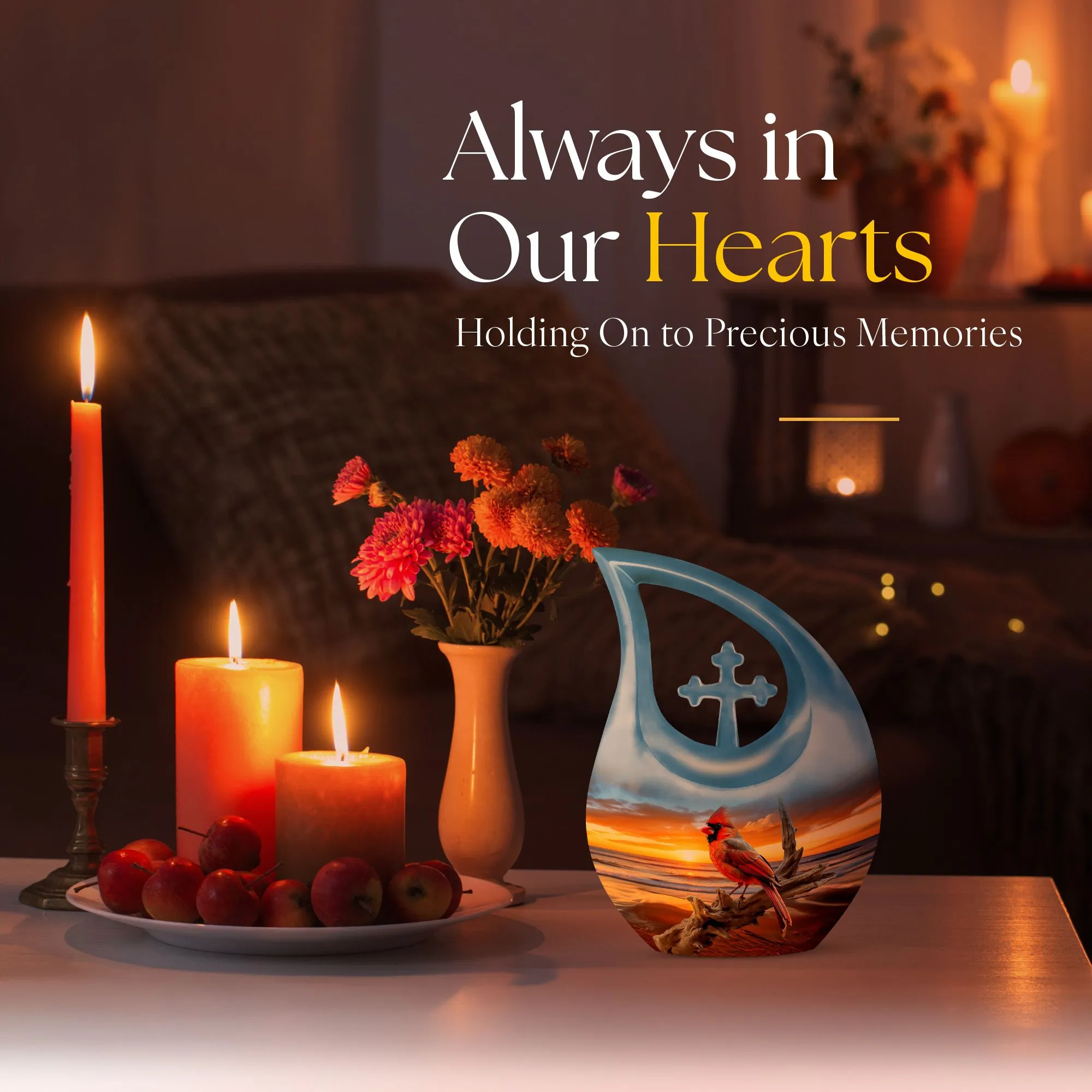 Cardinal Bird Urn - Memorial Urn Precious Luminary