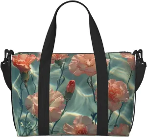 carnations water print Travel Duffel Bag, Sports Tote Gym Bag, Swim Pool Bag Large Shoulder Tote Bag for Beach Weekender, 202-406-121