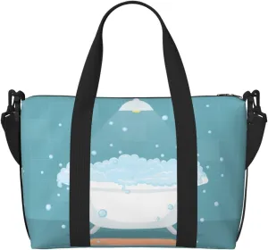 Carry On Duffle Bags Overnight Weekender Bags for Women, Bathtub with Soap Bubbles Personal Item Travel Bag, Travel Essentials Sport Gym Bag for Men Women