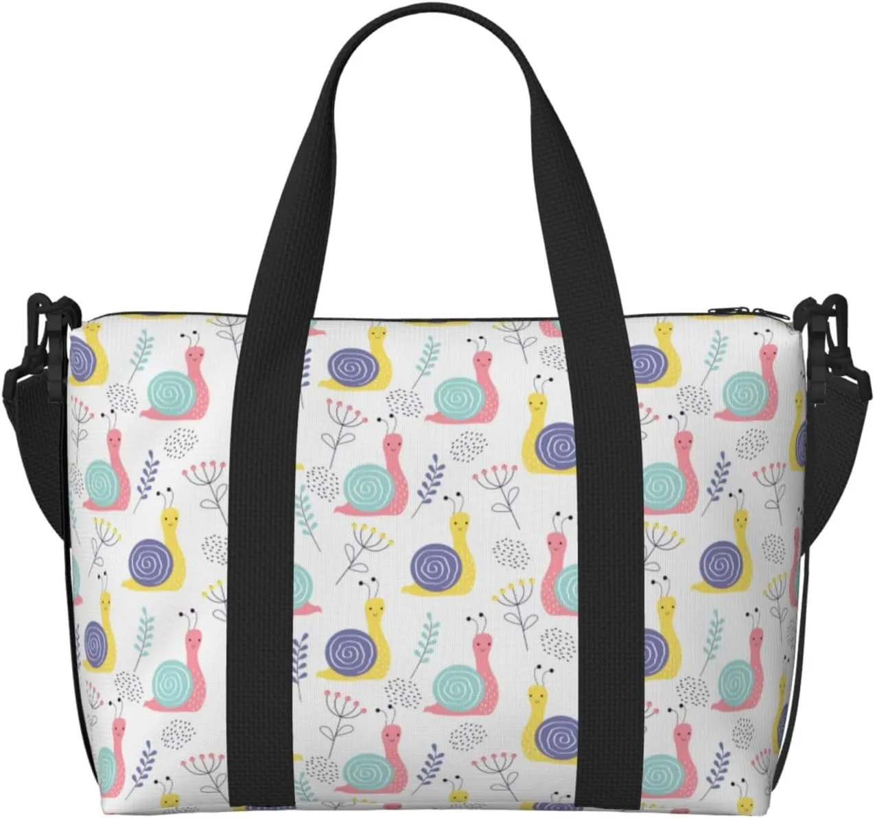 Carry On Duffle Bags Overnight Weekender Bags for Women, Cute Hand Painted Snail Personal Item Travel Bag, Travel Essentials Sport Gym Bag for Men Women