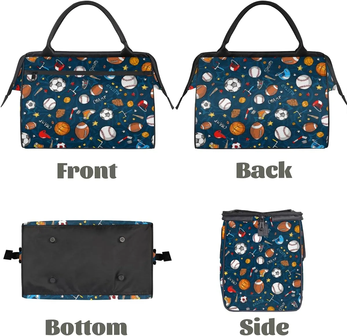 Cartoon Baseball Football Sport Weekender Overnight Bag for Women Waterproof Carry On Travel Duffle Bags with Pocket Lightweight Sports Gym Tote Bag Large Luggage Workout Personal Item Hospital Bags
