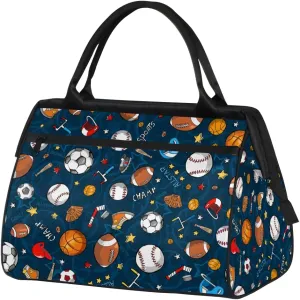Cartoon Baseball Football Sport Weekender Overnight Bag for Women Waterproof Carry On Travel Duffle Bags with Pocket Lightweight Sports Gym Tote Bag Large Luggage Workout Personal Item Hospital Bags