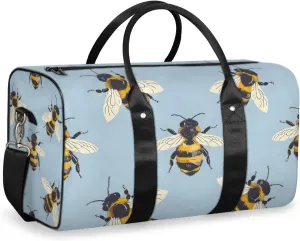 Cartoon Bee Travel Duffle Bag for Women Men Gym Duffel Foldable Bag Waterproof Weekender Kawaii Animal Duffle Tote